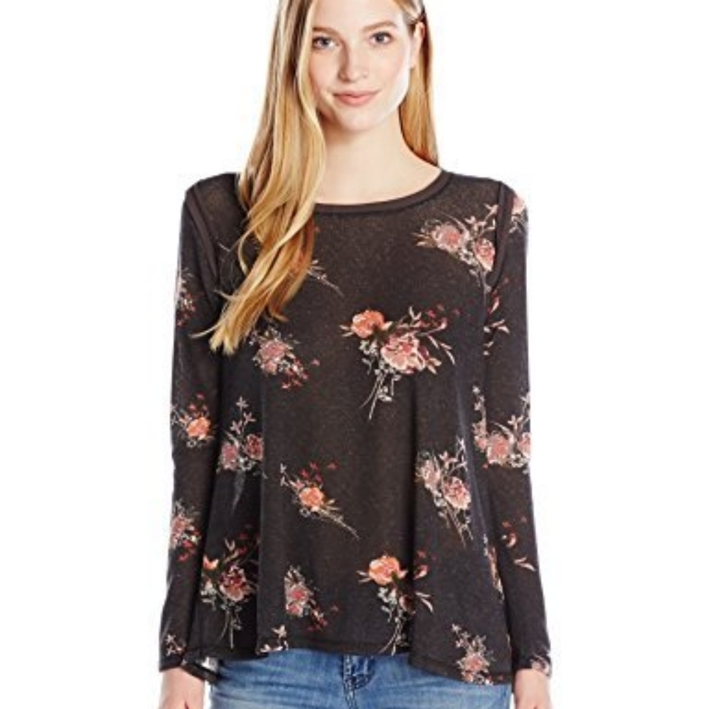 Jolt Women's Floral Print Top with Lace Back Detail